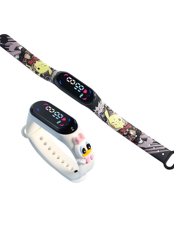 2 Pieces M7 Cartoon Kids LED Electronic Waterproof Touch Watch