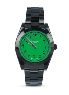 Chairman GENEVE Men's Stainless Steel Black Wrist Watch with Green Dial and Arabic Numbers  - Image 1