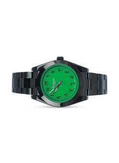 Chairman GENEVE Men's Stainless Steel Black Wrist Watch with Green Dial and Arabic Numbers  - Image 2