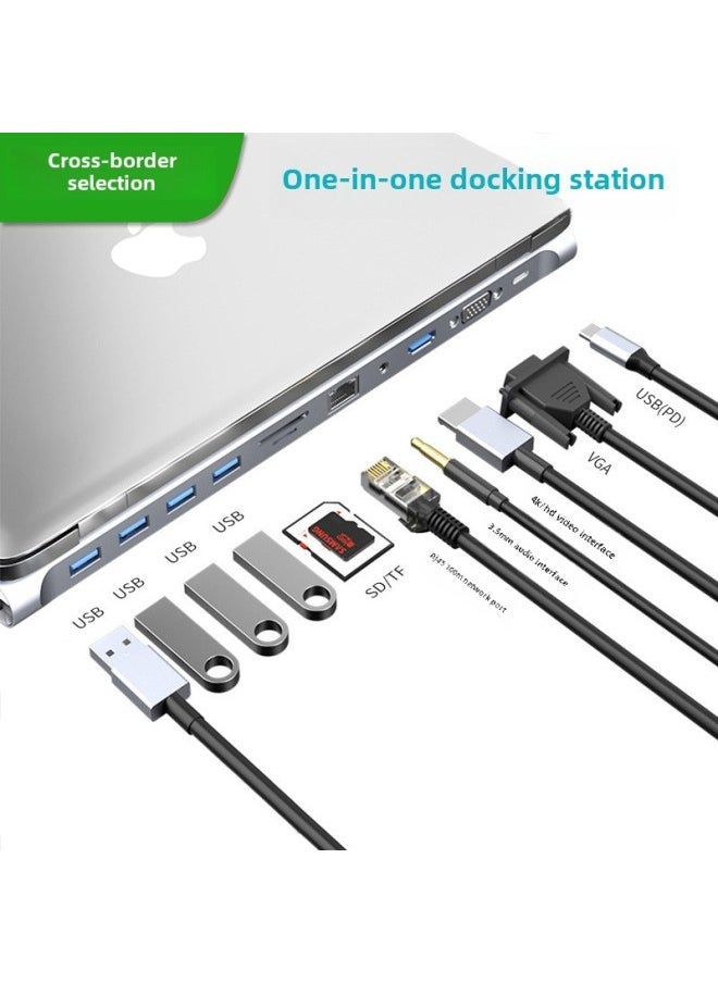 Type-c Expansion Dock Laptop Tablet Extender Converter Mac Multi-port Docking Station Cross-border-Number Of Interfaces:The Main Picture Is 5 In1 2007 Pd100w + Usb3.0 +2.0+100 Megabyte Network Card - Image 4
