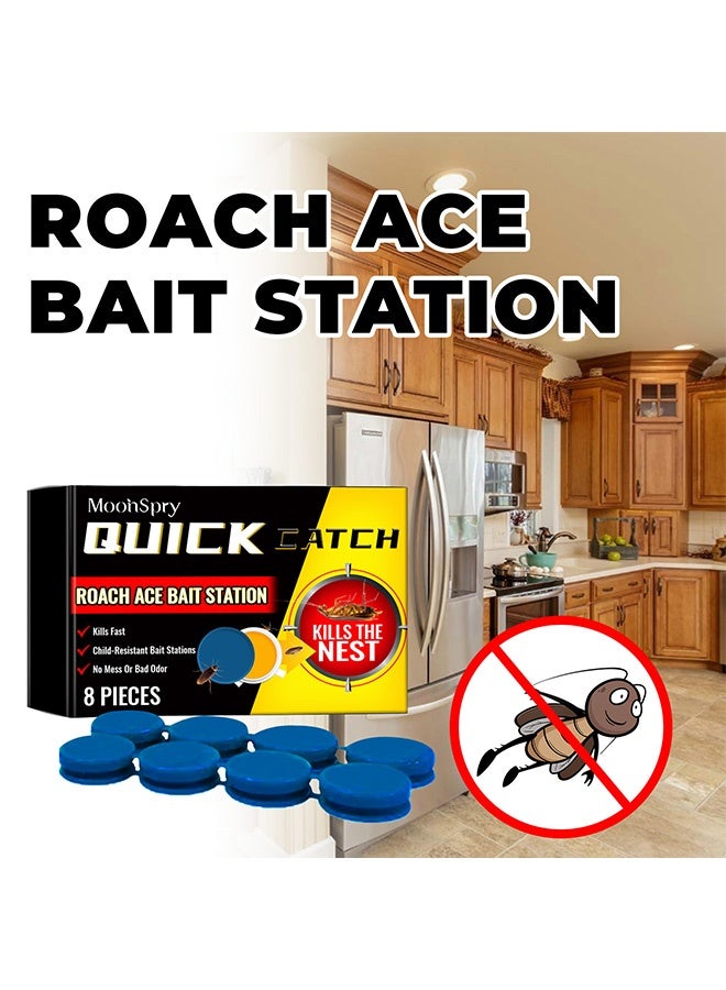 MOONSPRY Roach Bait Stations, Natural Cockroach Repellent, Roach Traps Indoor/Outdoor Use, Roach Indoor Infestation for Small & Large Roaches, Non-Toxic, Long Lasting Protection (8 Pieces） - Image 1
