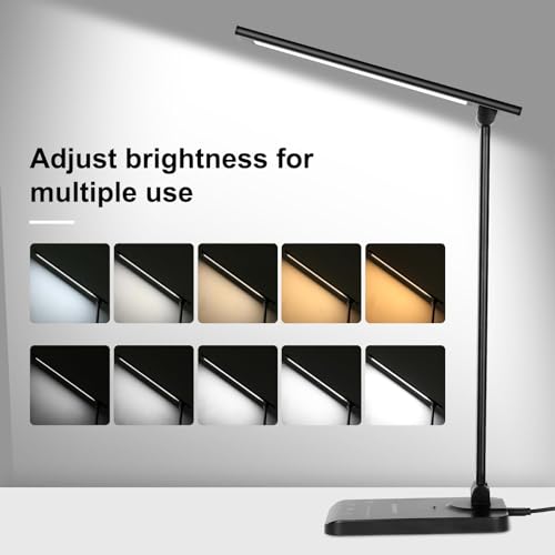 Semlos LED Desk Lamp, Eye-Caring Table Lamps with 5 Brightness Levels & 5 Lighting Modes, 45 Min Auto Timer, Touch Control and Memory Function, Dimmable Home Office Study Reading Desk Light,Black - Image 2