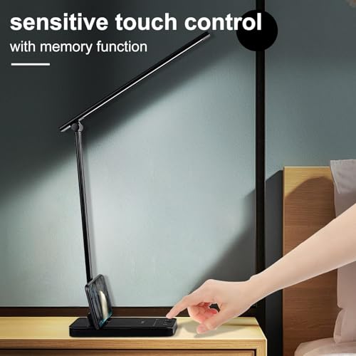 Semlos LED Desk Lamp, Eye-Caring Table Lamps with 5 Brightness Levels & 5 Lighting Modes, 45 Min Auto Timer, Touch Control and Memory Function, Dimmable Home Office Study Reading Desk Light,Black - Image 4