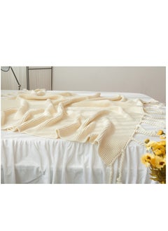 Bluejw Nordic Style Full-Covered Sofa Slipcover Simple Solid Color Knitted Throw Blanket Cotton Lunch Break White Blanket  - Image 5