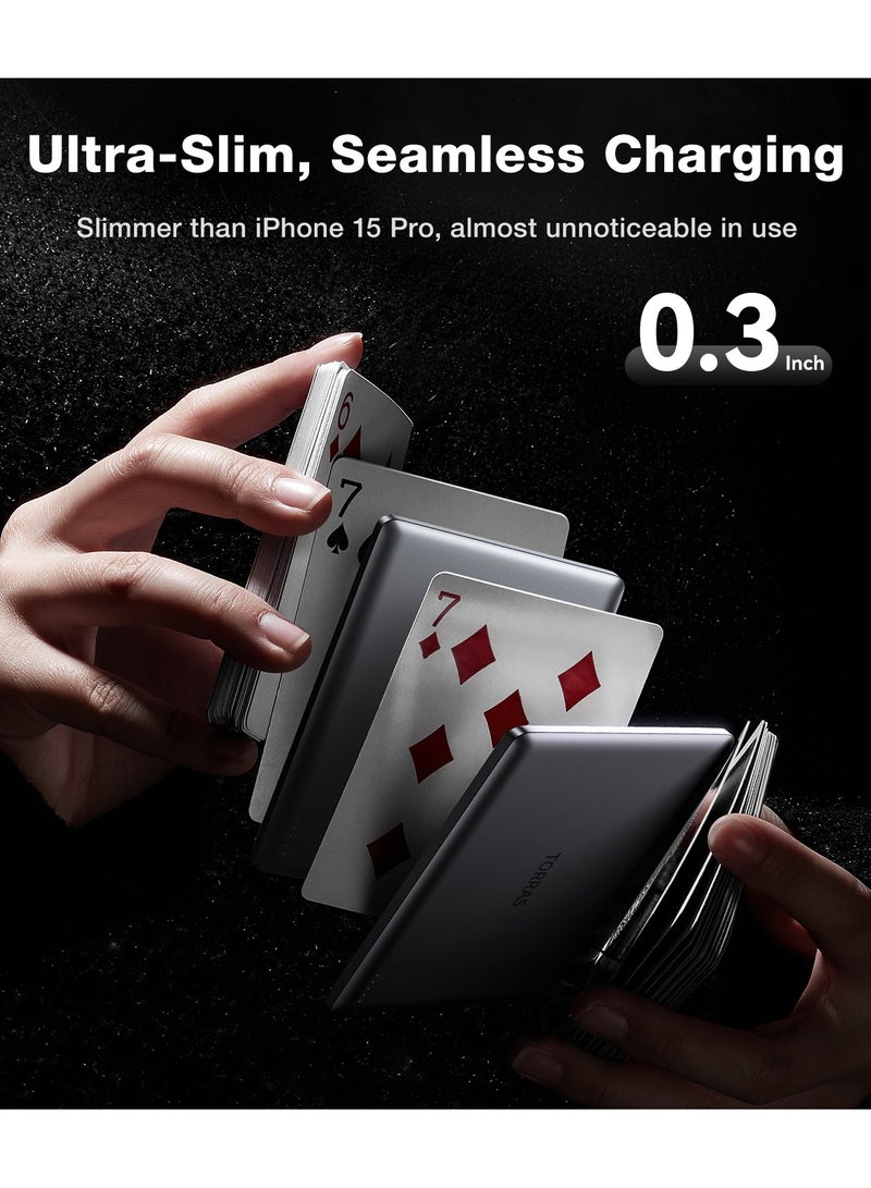 بنك الطاقة MiniMag، شاحن محمول فائق النحافة بسعة 5,000mAh مع كابل USB-C، حزمة بطارية مغناطيسية للشحن السريع، شاحن متوافق مع Magsafe لهواتف iPhone 16/15/14/13/12، رمادي جليدي - Image 5