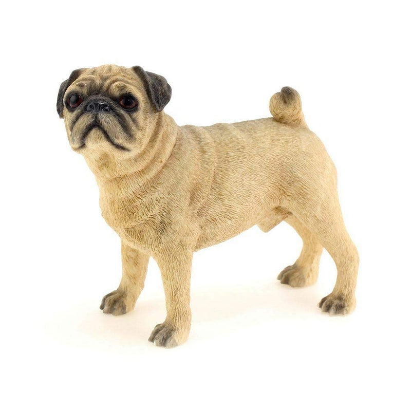Outdoor Statues dog sculptures Resin Ornament Gifts Leonardo Collection Pug Fawn Stone Tan 12 x 6 x 11 cm Multicoloured One Size