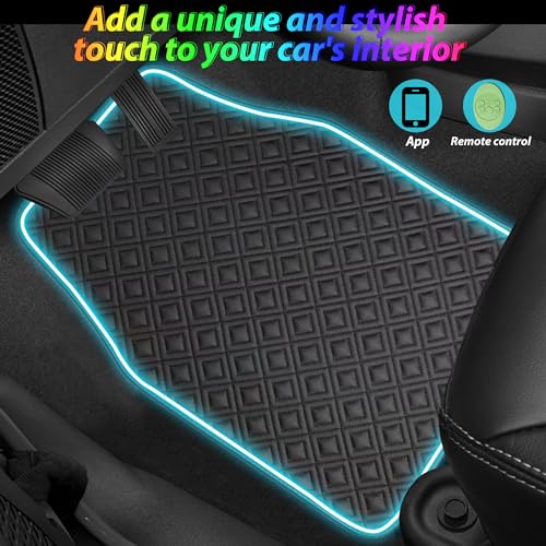 Fimker Car Floor Mats with Led Strip Light, Universal Fit Black Automotive Carpet, Interior Car Lights Floor Mats, App Control Faux Leather Anti-Slip Waterproof Neon Car Decor Accessories for SUV,Sedan Etc. - Image 2