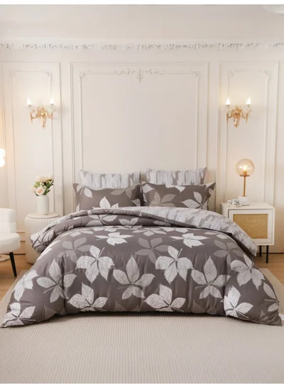 Donetella Printed Duvet Set, King Size Fits 200x200 cm - 6-Pcs Bed Set, Brushed Microfiber Fabric - 1 Duvet Cover, 1 Fitted Sheet, 2 Pillow Shams, 2 Pillowcases (Filler Not Included)