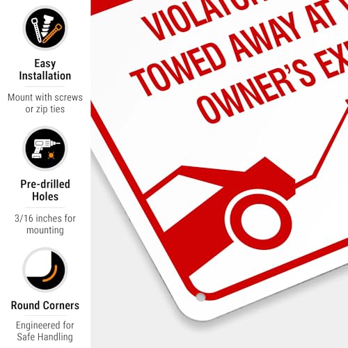 Sigo Signs Private Property No Parking Violators Will Be Towed Away Sign, (2 Pack) 10x14 Inches, Rust Free .040 Aluminum, Fade Resistant, Made in USA - Image 2