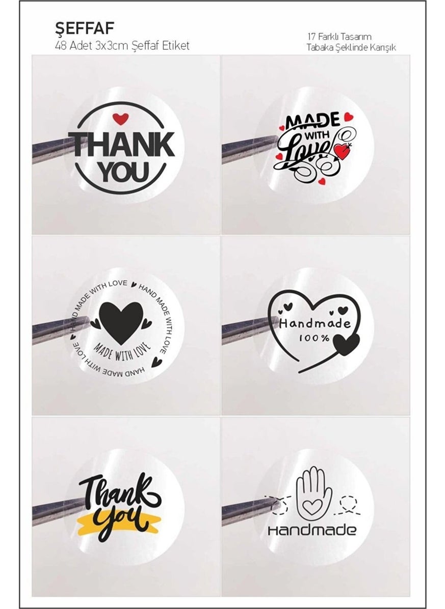 HSN Thank You-Hand Made With Love Label, 17 Different Design Sticker 48 Pieces  - Image 1