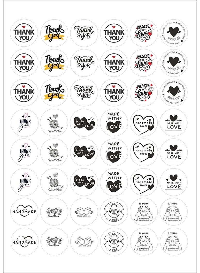 HSN Thank You-Hand Made With Love Label, 17 Different Design Sticker 48 Pieces  - Image 2