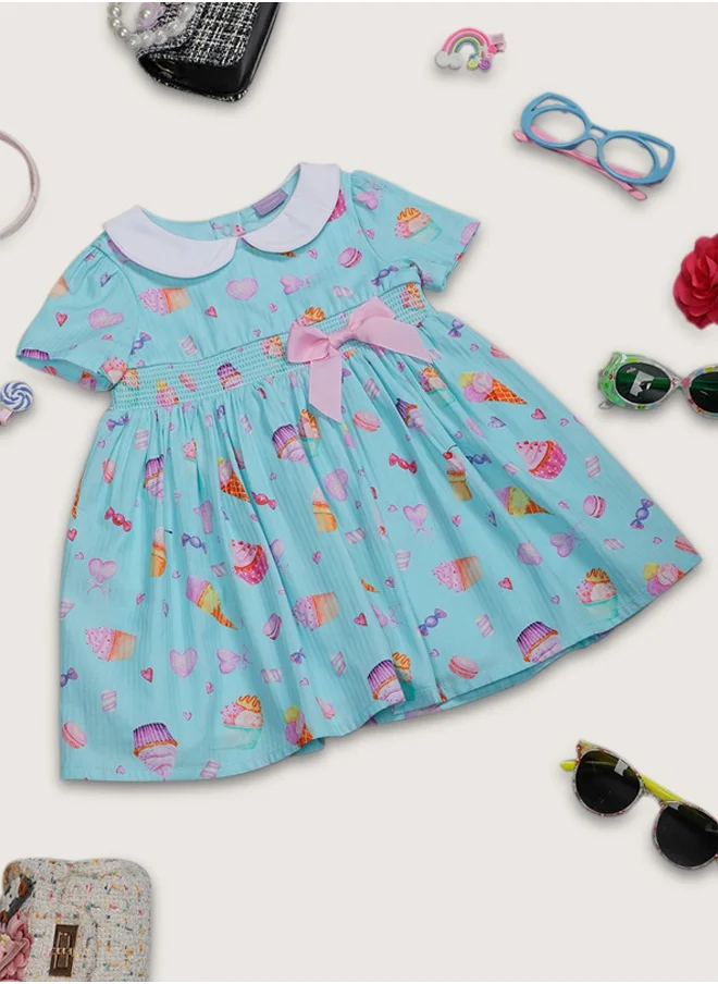 ون فرايدي One Friday Baby Girls Aqua Peter Pan Collar Dress