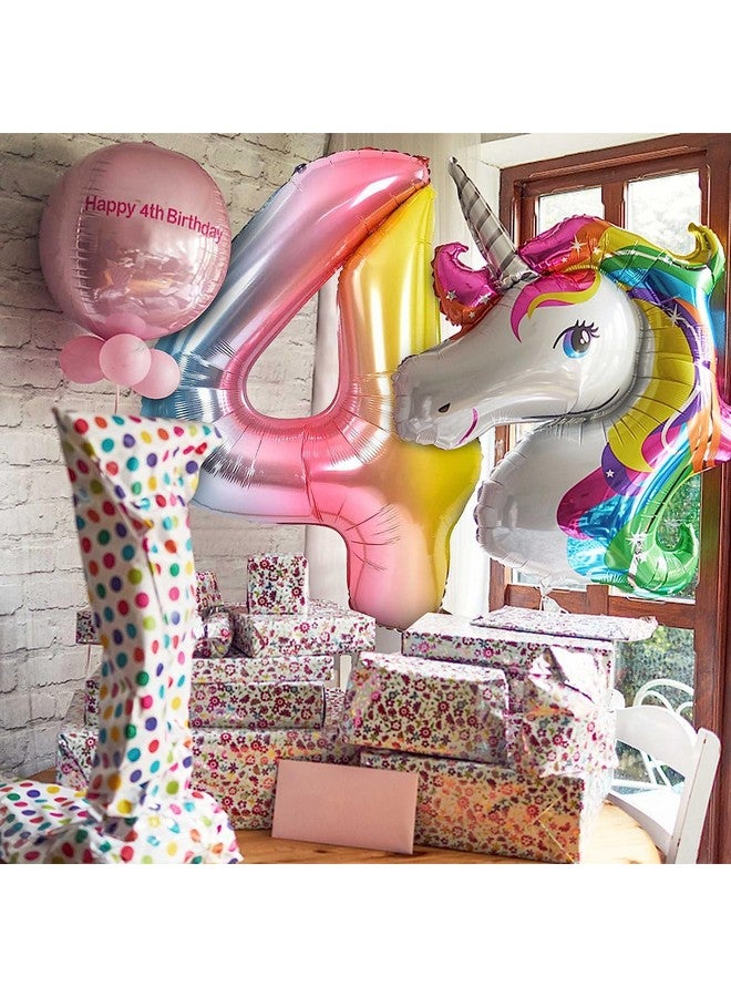 FI - FLICK IN FI - FLICK IN 1 Pc Big Size Number 4 Foil Balloon 32 Inch Large Rainbow Number Foil Balloon Gradient 0 to 9 Number Balloons for Decoration 4th Birthday Anniversary Decoration Items (Pack of 1, Rainbow)  - Image 4