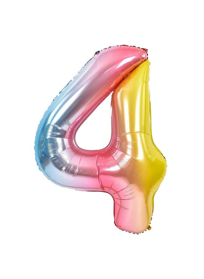 FI - FLICK IN FI - FLICK IN 1 Pc Big Size Number 4 Foil Balloon 32 Inch Large Rainbow Number Foil Balloon Gradient 0 to 9 Number Balloons for Decoration 4th Birthday Anniversary Decoration Items (Pack of 1, Rainbow)  - Image 5