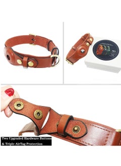 Y&D AirTag Dog Collar with Built, Premium Leather Genuine Holder Adjustable Waterproof Tracking for Medium and Large Dogs (L, Brown)  - Image 5