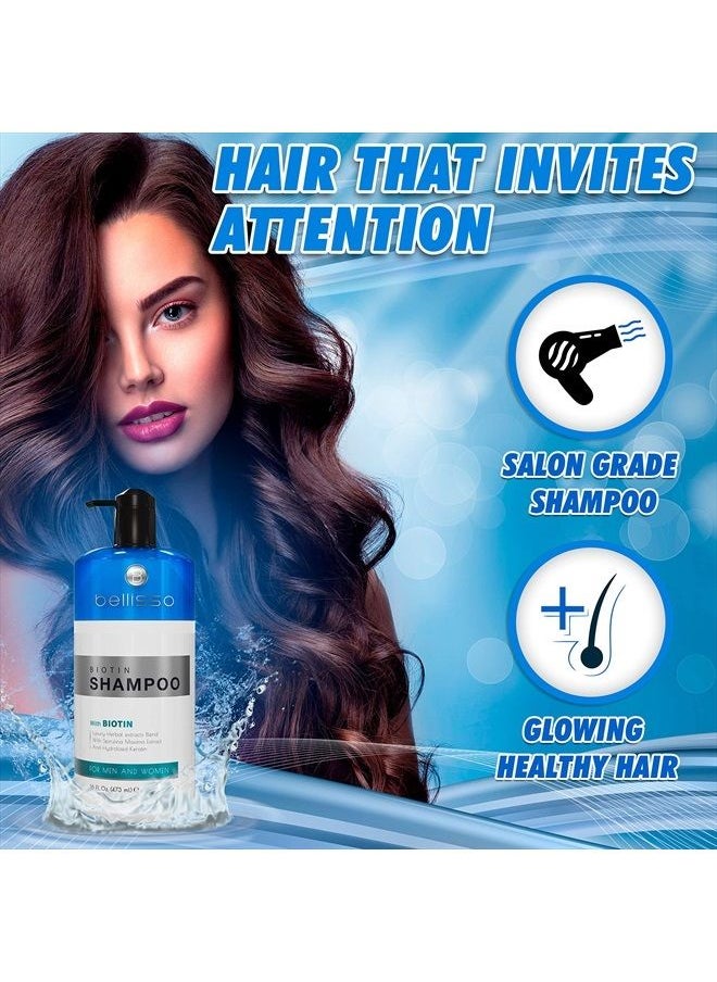 BELLISSO - Biotin Shampoo - Hair Products for Women and Men - Sulfate Free Hair Thickening Treatment to Boost Volume - Image 1