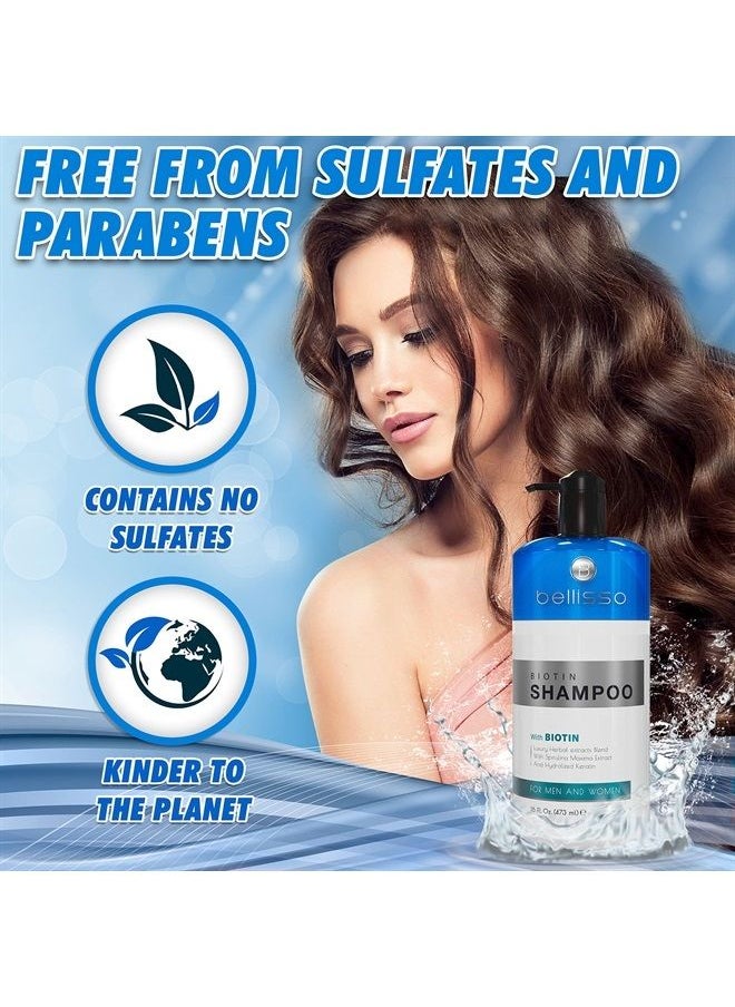 BELLISSO - Biotin Shampoo - Hair Products for Women and Men - Sulfate Free Hair Thickening Treatment to Boost Volume - Image 1