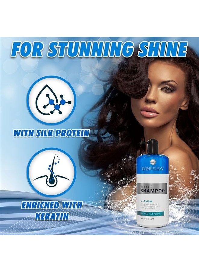 BELLISSO - Biotin Shampoo - Hair Products for Women and Men - Sulfate Free Hair Thickening Treatment to Boost Volume - Image 1