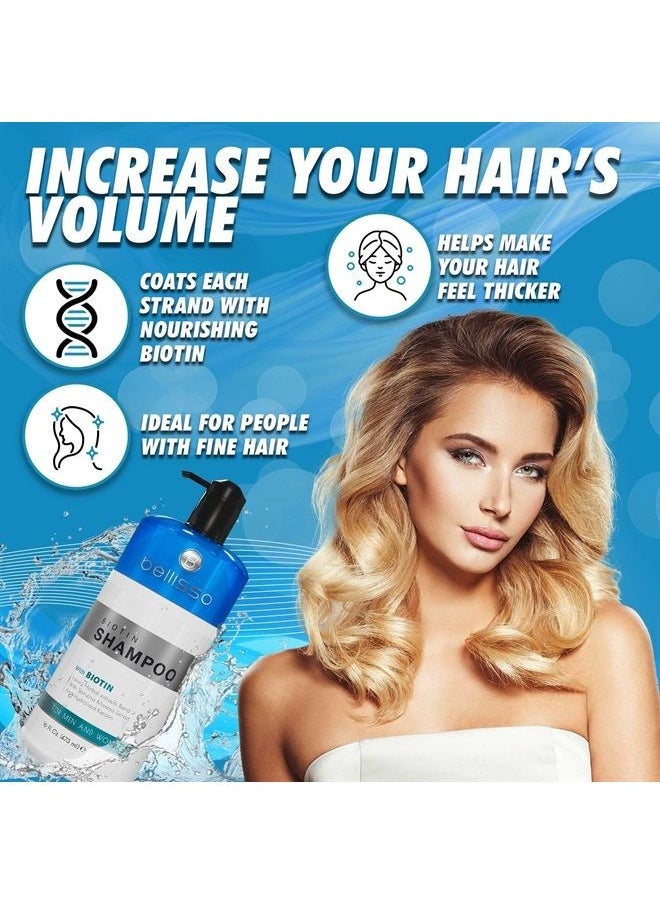 BELLISSO - Biotin Shampoo - Hair Products for Women and Men - Sulfate Free Hair Thickening Treatment to Boost Volume - Image 1