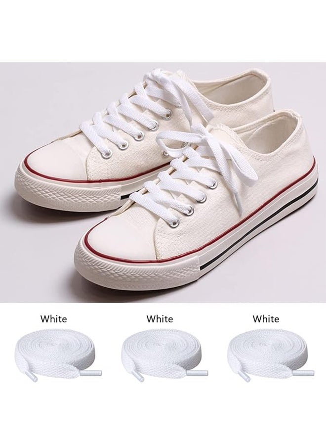 اتش واي 3 أزواج أربطة أحذية مسطحة 8 مم أربطة أحذية مسطحة أحادية الطبقة لأحذية الأولاد والبنات البيضاء مناسبة للرياضة الترفيهية تسلق الجبال أحذية كرة السلة الأربطة (أبيض) - Image 3