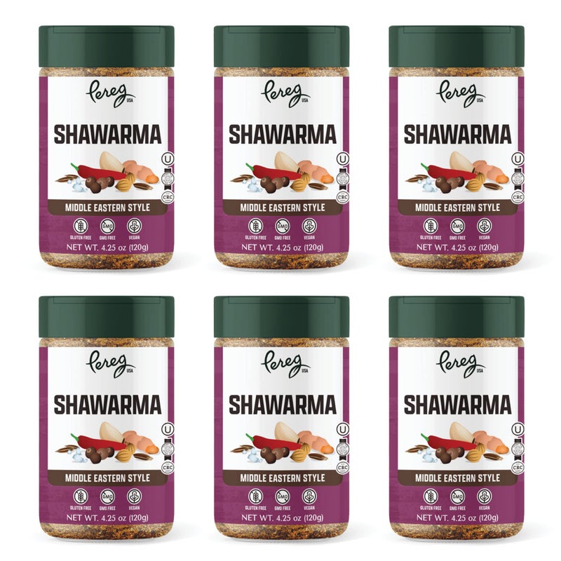 Pereg Shawarma Spice Seasoning (4.25 Oz x 6 Pack) - Spice Rub for Meat, Beef, Gyro & Poultry - Grill Flavor - Middle Eastern Spice Mix - Mediterranean - Non-GMO & Vegan - Image 1