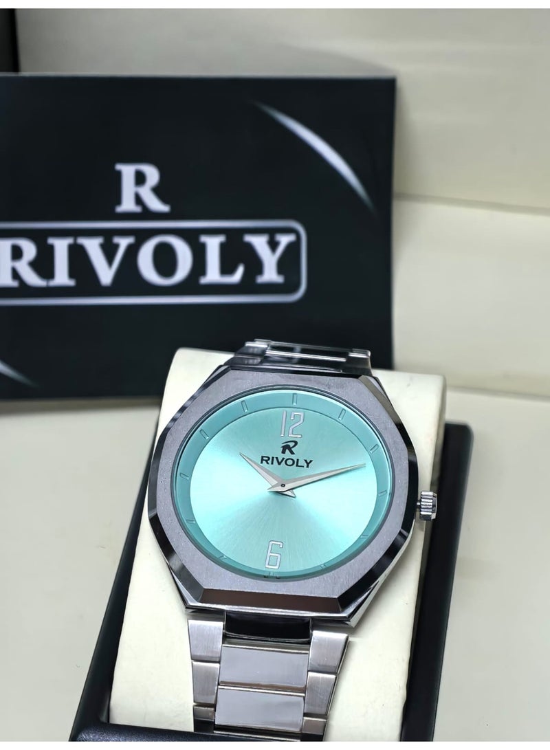 ريفولي ساعة يد للرجال من الستانلس ستيل بعرض انالوج وحركة كوارتز ، سهلة القراءة بتصميم عصري مقاوم للماء، ساعة يد كلاسيكية فاخرة . - Image 2