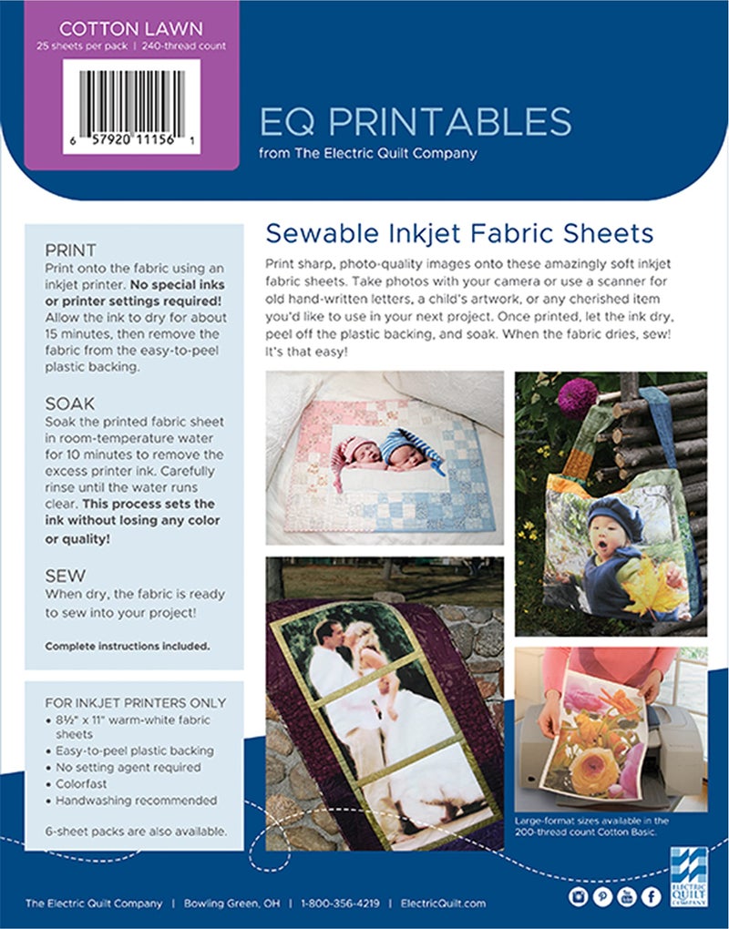 Electric Quilt أوراق قماش القطن الكهربائية EQ Printables: 25 ورقة طباعة نفاثة - Image 2