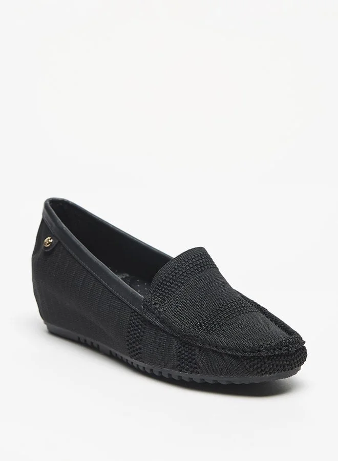 Flora Bella By Shoexpress Textured Loafers with Wedge Heels