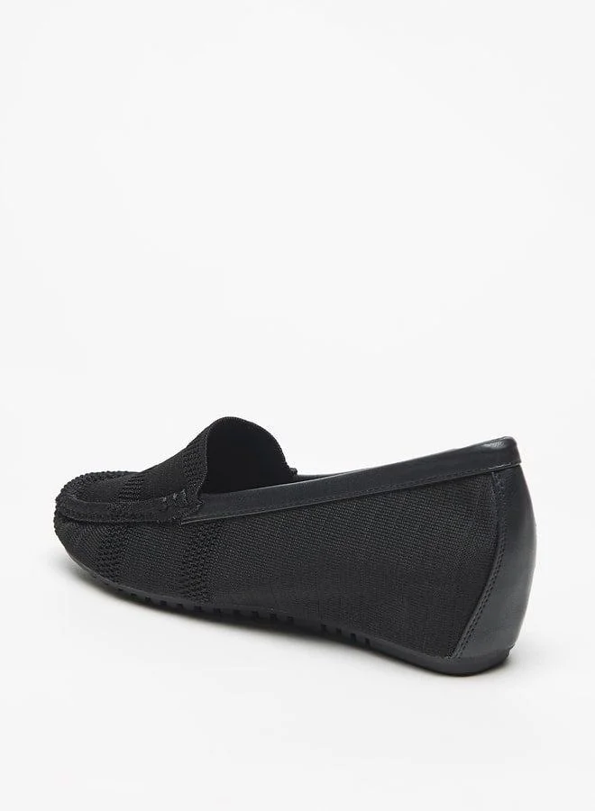 Flora Bella By Shoexpress Textured Loafers with Wedge Heels