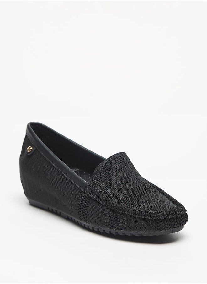 Flora Bella By Shoexpress Textured Loafers with Wedge Heels  - Image 1