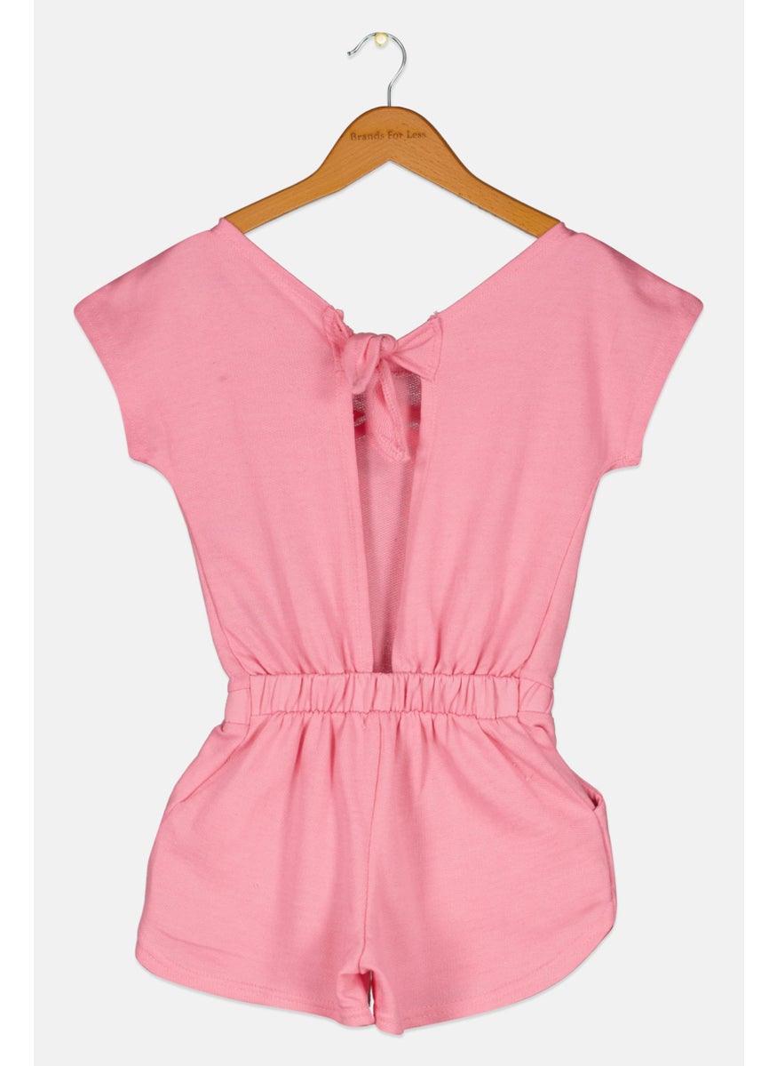 Reebok - Toddlers Girl Brand Logo Cap Sleeves Rompers, Pink - Image 1