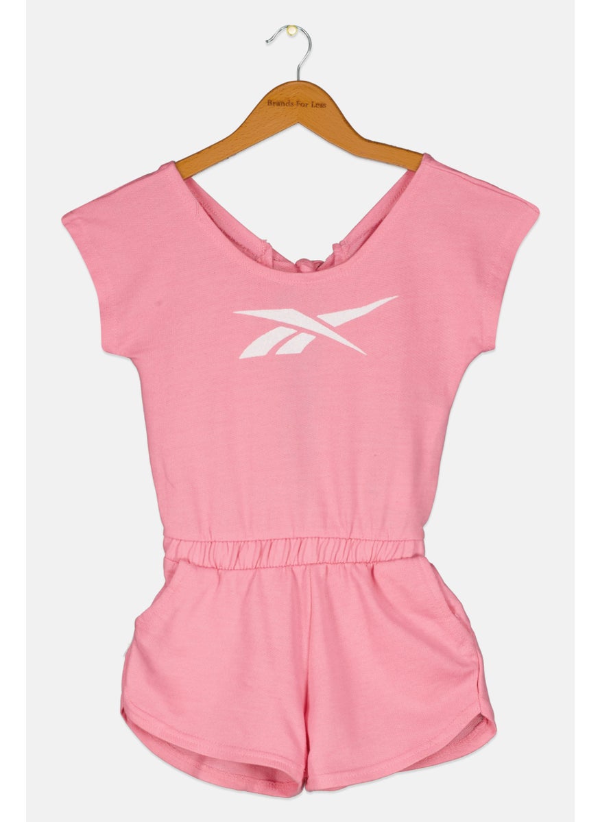 Reebok - Toddlers Girl Brand Logo Cap Sleeves Rompers, Pink - Image 1