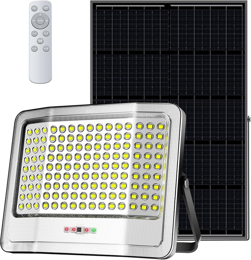 مصباح شمسي خارجي بقوة 1250 واط، 25000 لومن، مقاوم للماء وفقًا لمعيار IP66، أضواء LED بلون أبيض نهاري (درجة حرارة اللون 6500 كلفن)، مناسبة للفناء، الملاعب، أماكن اللعب، الأكشاك الخارجية، الحدائق، والمرائب. - Image 1