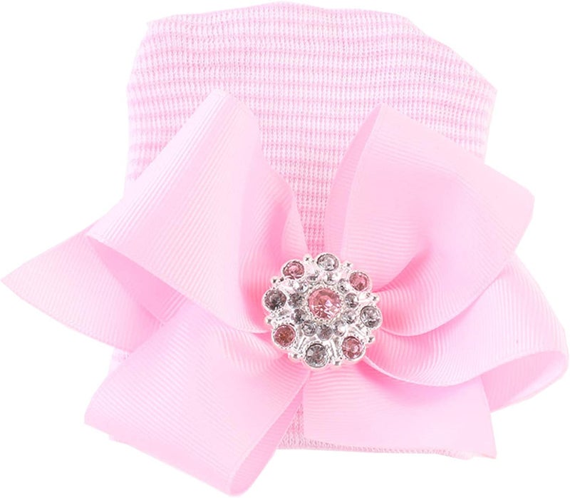 DRESHOW BQUBO Newborn Hospital Hat Infant Baby Hat Cap with Big Bow Soft Cute Knot Nursery Beanie - Image 4