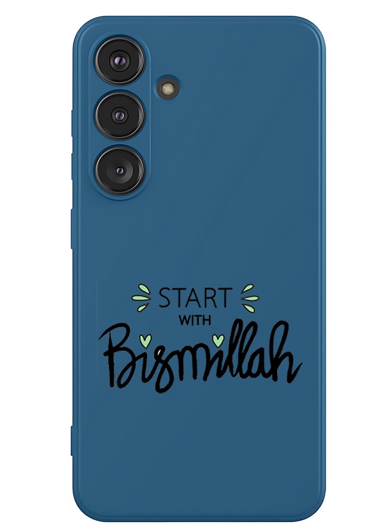 Theodor Protective Slim Fit Case Liquid Silicone Cover with Full Body Protection Anti-Scratch Shockproof Case For Samsung Galaxy S25 Plus (Blue) - Start with Bismillah Black - Image 1