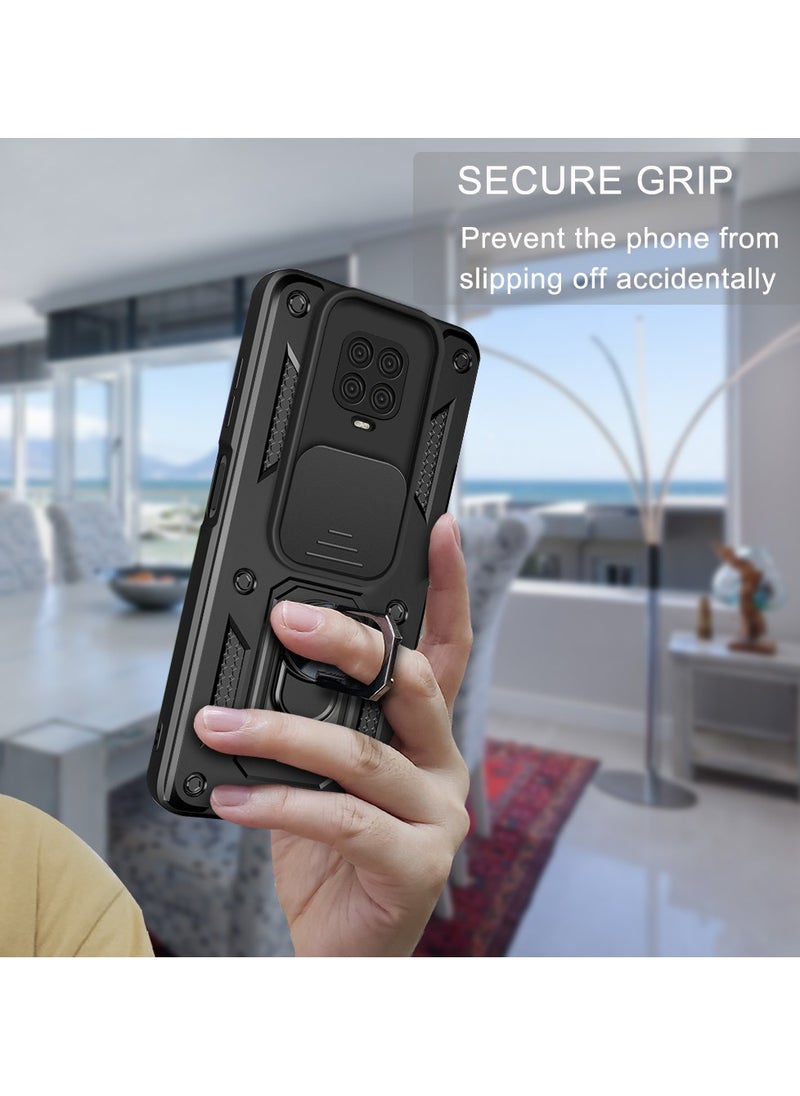 Generic - Case Cover Shockproof Windows Protective Case with Camera Protection and Metal Ring Compatible with Redmi Note 9s / Redmi Note 9 Pro / Note 9 Pro Max (Black) - Image 1
