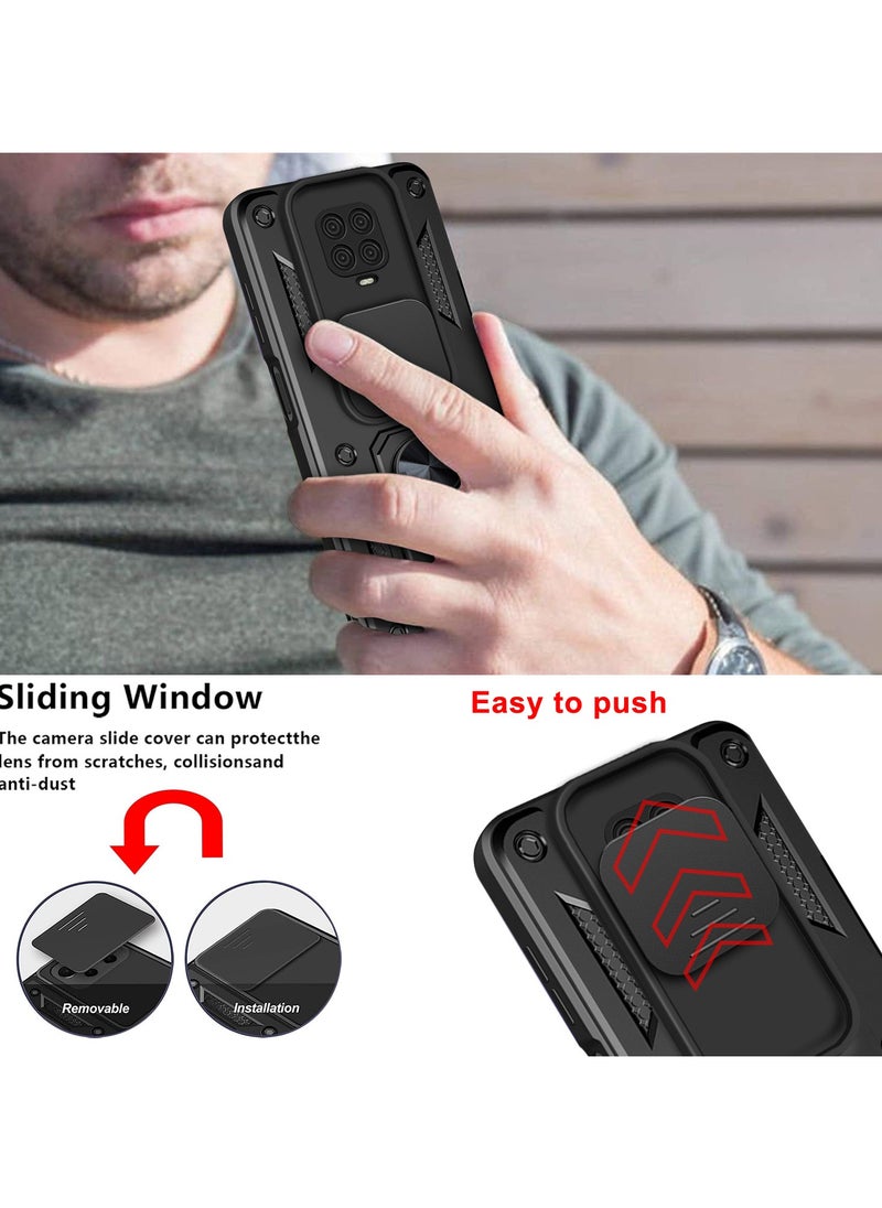 Generic - Case Cover Shockproof Windows Protective Case with Camera Protection and Metal Ring Compatible with Redmi Note 9s / Redmi Note 9 Pro / Note 9 Pro Max (Black) - Image 1