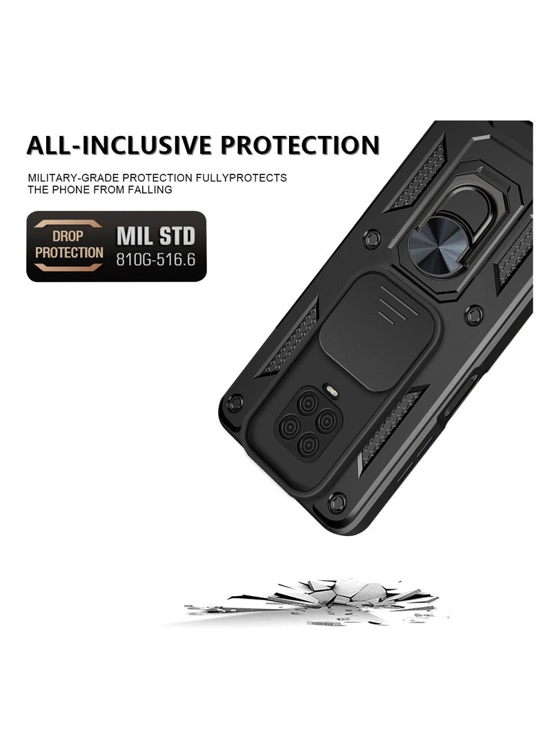 Generic - Case Cover Shockproof Windows Protective Case with Camera Protection and Metal Ring Compatible with Redmi Note 9s / Redmi Note 9 Pro / Note 9 Pro Max (Black) - Image 1