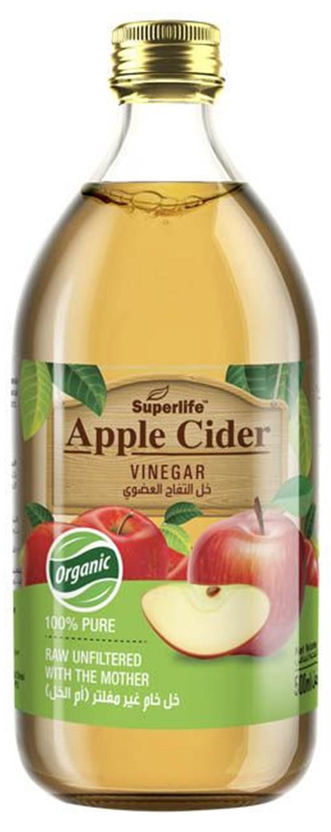 SuperLife  Apple Cider Vinegar Organic 100% Pure Raw Unfiltered With The Mother500Ml - Image 1