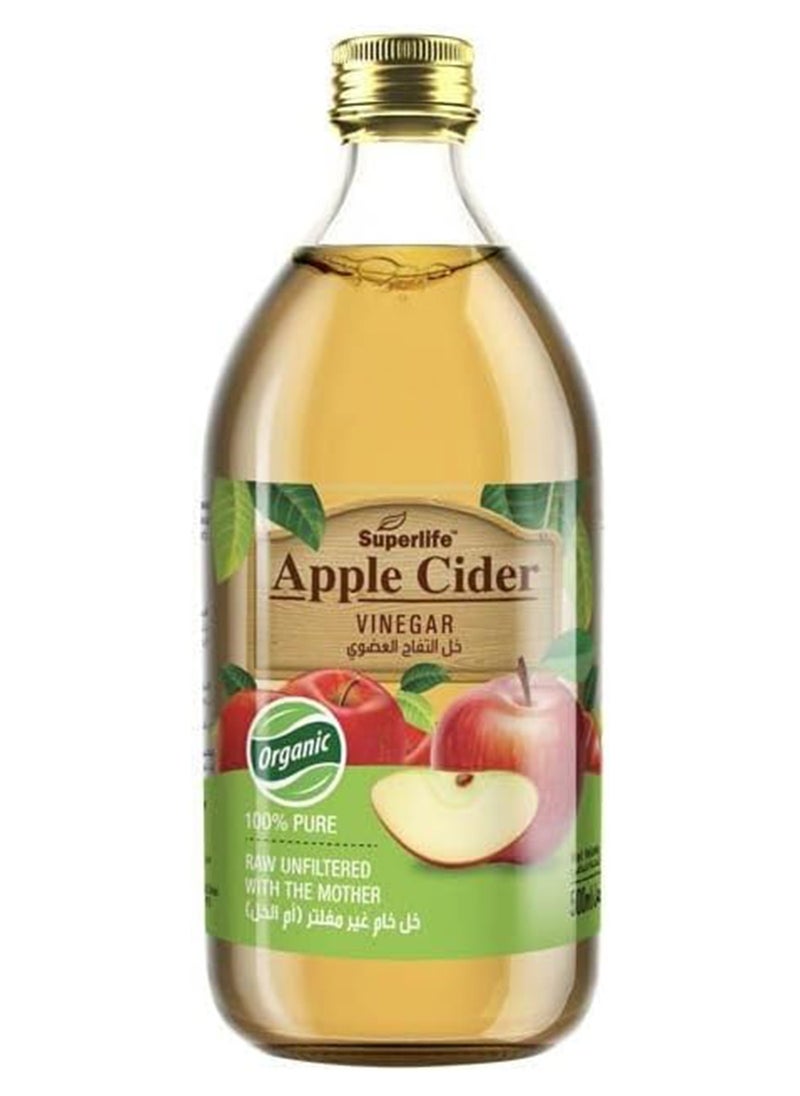 SuperLife  Apple Cider Vinegar Organic 100% Pure Raw Unfiltered With The Mother500Ml  - Image 2