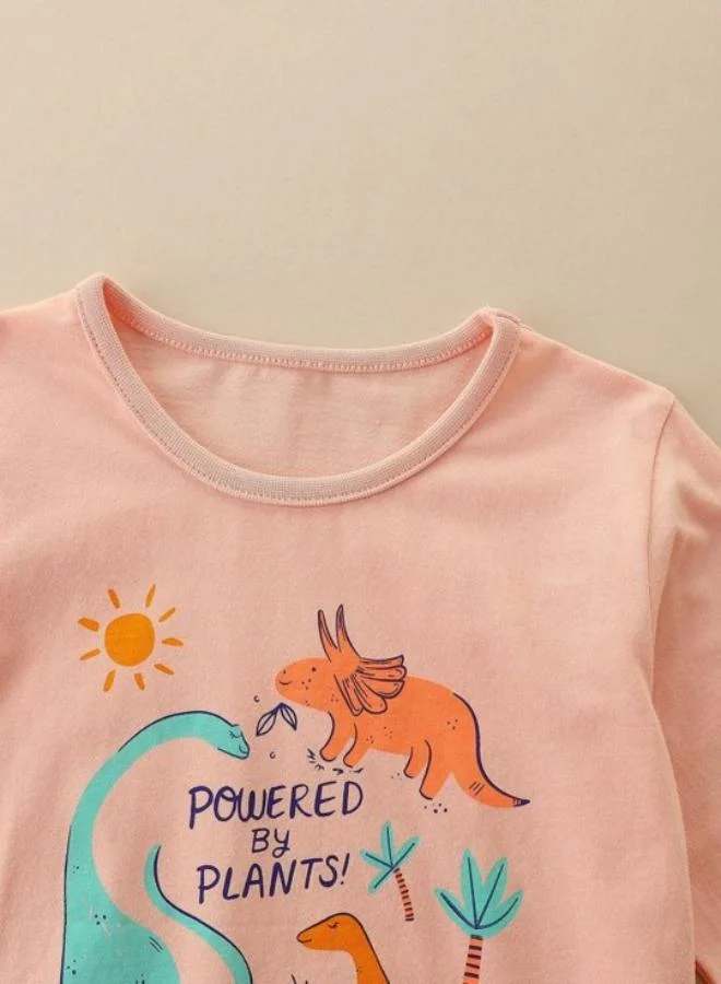 يونيكي Orange Printed Long Sleeve Crew Neck T-Shirt