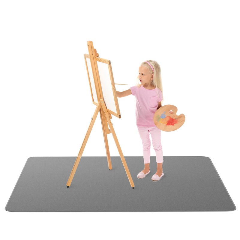 HIGHERHUMAN Super Jumbo Splat Mat – 60” x 60” Extra Large Waterproof and Washable Protective Mess Mat for Floors and Tables During Arts Crafts Painting Playtime and Mess ( Dark Grey, Jumbo- 5ft x 5ft (60" x 60") - Image 1