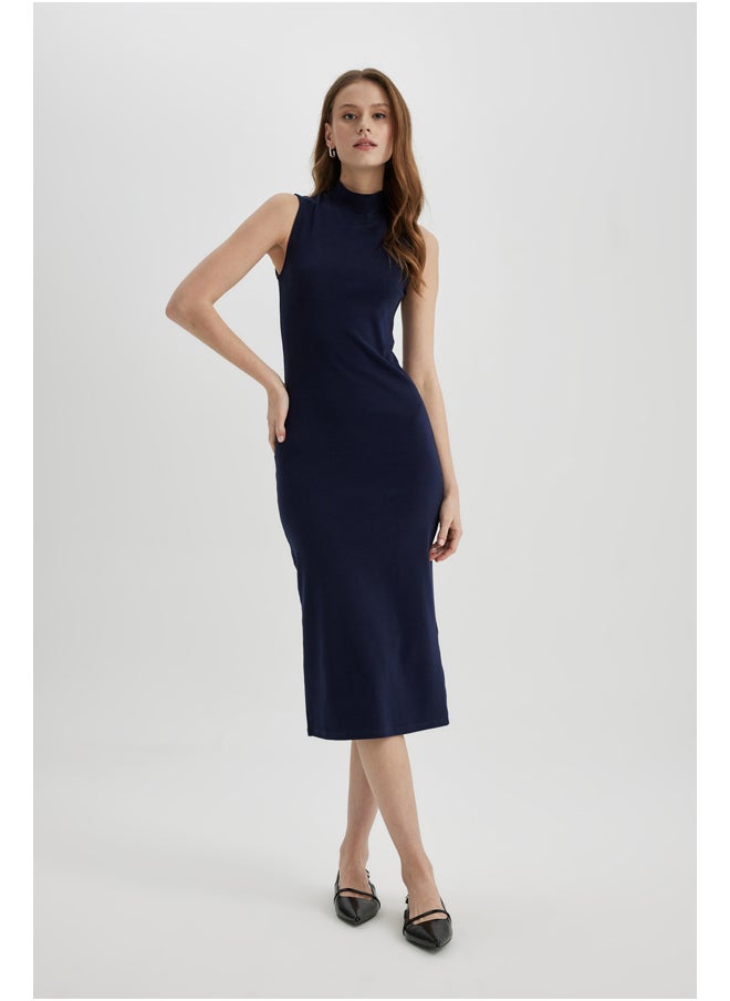 DeFacto Woman Bodycon Mock Neck Short Sleeve Knitted Dress  - Image 2
