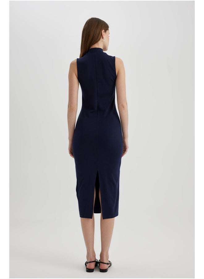 DeFacto Woman Bodycon Mock Neck Short Sleeve Knitted Dress  - Image 4