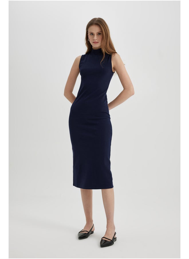 DeFacto Woman Bodycon Mock Neck Short Sleeve Knitted Dress  - Image 3