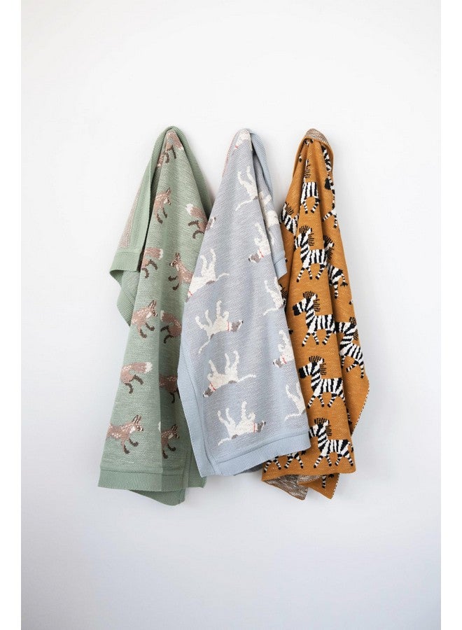 Creative Co-Op DF2527 40" L x 32" W Cotton Knit Baby Dog Blanket, Blue, Small - Image 3