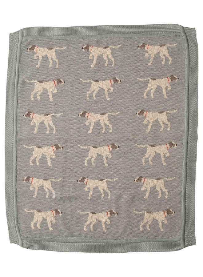 Creative Co-Op DF2527 40" L x 32" W Cotton Knit Baby Dog Blanket, Blue, Small - Image 4