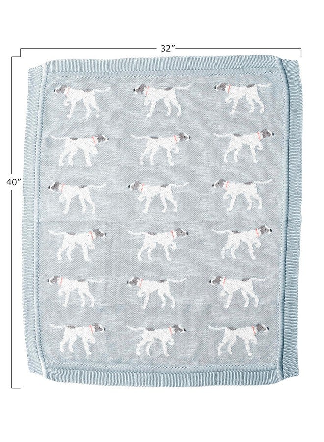 Creative Co-Op DF2527 40" L x 32" W Cotton Knit Baby Dog Blanket, Blue, Small - Image 2