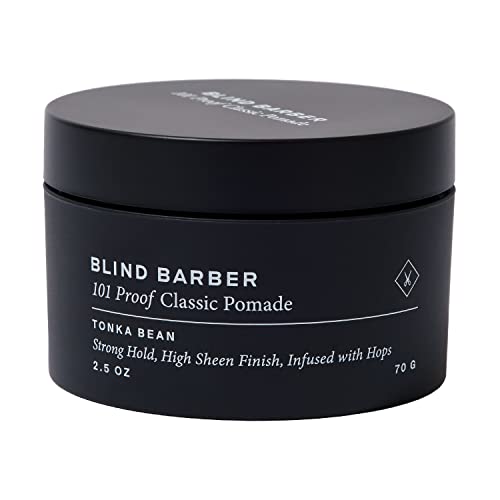 Blind Barber 101 Proof Classic Hair Pomade for Men  Malleable Water Based Pomade Strong Hold  High Shine  Easy to Use Mens Hair Product for Everyday Styling  25 Oz