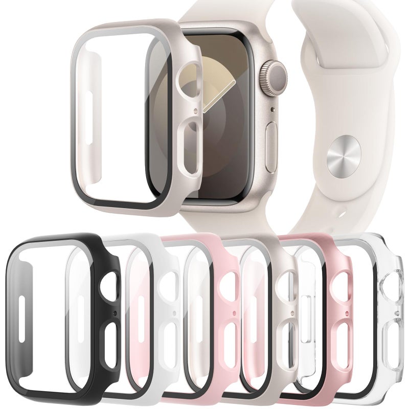 QCKANLJ 6-Pack Case Compatible with Apple Watch 40mm Series SE 2nd Gen 6 5 4 with Tempered Glass Screen Protector, QCKANLJ Ultra-Thin Hard PC Full Protective Face Cover Bumper for iWatch 40mm - Image 1